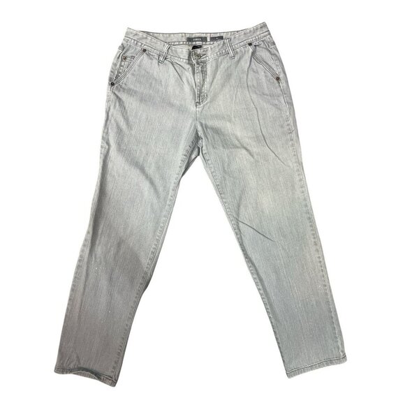 Liz Claiborne Slim Straight Fit Mid Rise Jeans Size 12R Petite Light Gray - Picture 1 of 8